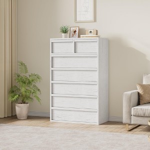 Drawer Dresser for Bedroom, 47in Wide Natural Oak 6 Chest of Drawers with Large Storage, Wooden Dresser Organizer - 1 of 4