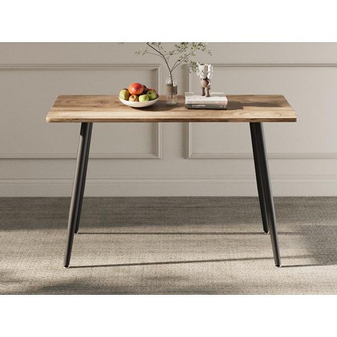 DOMETOUR 47" Modern Minimalist MDF Wood Color Dining Table, Black Legs, Computer desk, Office desk, Kitchen table for Home & Kitchen - image 1 of 4