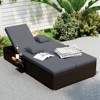Gymax Patio Daybed PE Wicker Double Chaise Lounge w/ Adjustable Backrests Outdoor Gray - 2 of 4