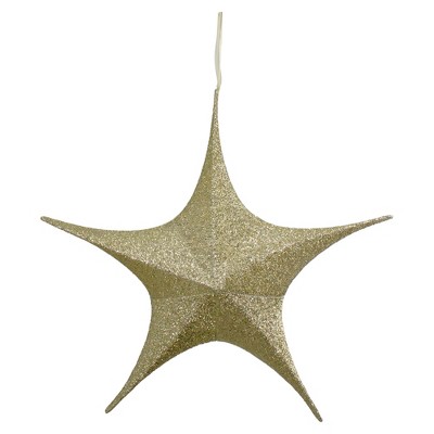 Northlight 25.5" Gold Tinsel Foldable Christmas Star Outdoor Decoration