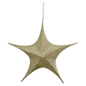 Northlight 30" Gold Tinsel Foldable Christmas Star Outdoor Decoration - 1 of 4