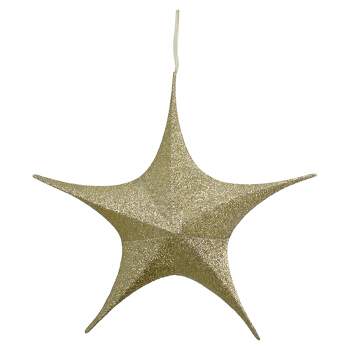 Northlight 30" Gold Tinsel Foldable Christmas Star Outdoor Decoration