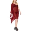 HAPPY BAY Women's Holiday Swimwear Short Swim Suit Summer Loose Beach Wear Bathing Suit Cover-up Beach Dress 1X-2X Red Solid - 3 of 4