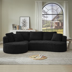 Dolonm 121" Modern Curved L-shaped Sofa,Compression Boneless Sofa,Minimalist Design,Corduroy Fabric,No Assembly,for Living Room,Bedroom - 1 of 4