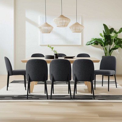 Set of 8 Upholstered Dining Chairs, Modern Linen Dining Room Chairs with Metal Legs, Armless Padded Seat for Kitchen & Dining Table-Maison Boucle