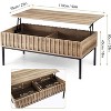 Homhougo Lift Top Coffee Table, Mid Century Modern Coffee Table, Farmhouse Wooden Coffee Table with Hidden Storage Compartment, Rustic Center Table - 2 of 4