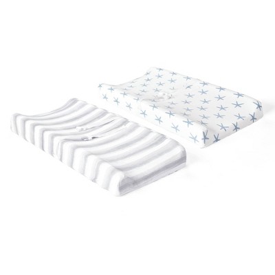 Lush Décor Seaside Starfish Organic Cotton Changing Pad Cover - Blue 2pk
