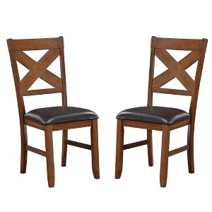 Simple Relax Set of 2 Faux Leather Upholstered Side Chairs in Espresso and Walnut - 1 of 4