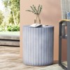 Sevobal Patio Coffee Tables, Concrete Side Table, Stripe Round Accent Table with Weather Resistant, Garden Patio Furniture, Gray Blue 15.75"*18.75" - 4 of 4