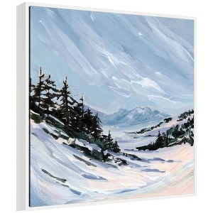Kate and Laurel Framed Canvas Wall Art Print Ski Valley by Emily Kenney, 30 x 30 Sylvie White Frame, Rustic Farmhouse, Landscape Art for Wall Decor - 1 of 4