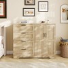 43.3'' H Multifunctional Wooden Dresser, 2 Door Wardrobe Armoire Closet with 4 Drawers and Hanging Rod, Wooden Dresser Cabinet for Bedroom - 2 of 4