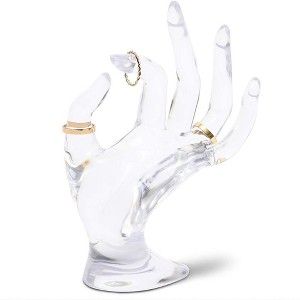 Juvale Clear Transparent Hand Shaped Ring Holder Stand Organizer for Jewelry Bracelet Bangle Display Showcase 6.3" Tall - 1 of 4
