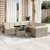 vidaXL 11 Piece Patio Sofa Set with Cushions - Beige and Cream Poly Rattan - 2 of 4