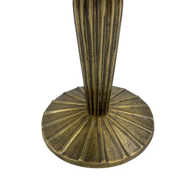 Antique Brass 12" Round Metal Side Table with Fluted Base