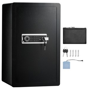 VEVOR Single Door 4.0 cu.ft Safe Box with Key Lock, Password & Fingerprint, Safe Lock Box with Fireproof Bag, Key Rack, and 2 Shelves, Black - 1 of 4