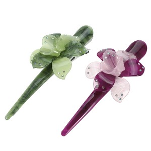 Unique Bargains Women's Metal Long Duckbill Hair Clips Green Purple 5.31"x2.17"x1.18" 2 Pcs - 1 of 4