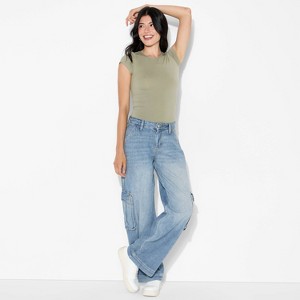 Women's Mid Rise Wide Leg Cargo Jeans - Wild Fable™ - 1 of 3