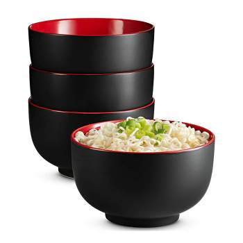 Kook Ceramic Ramen Noodle Bowls, 34 oz, Set of 4