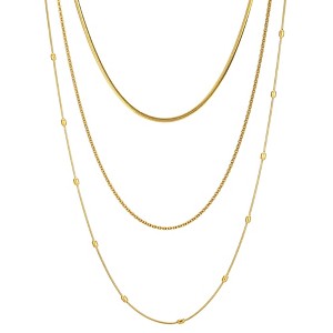 Adornia Tarnish Resistant 18k Gold Plated 3-Piece Chain Necklace
