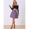 INSPIRE CHIC Women's High Waist A-Line Flared Pleated Above Knee Denim Skirt - 2 of 4