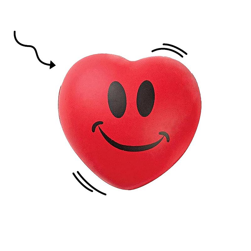 Neliblu 3" Valentines Day Hearts Smile Face Squeeze Stress Relief Heart Shape Stress Ball, Red 12-Pack, 4 of 6
