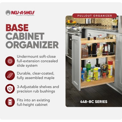 Rev-A-Shelf 5.5" Pullout Storage Organizer for Base Kitchen/Bathroom Cabinets with Soft-Close Full Extension Slides & Adjustable Shelves, 448-BCSC-5C — фото 5