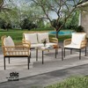 Jojoka 4pc Patio Furniture Set, Wicker Outdoor Conversation Set with Loveseat, 2 Chairs & Glass Table for Apartment, Porch, Backyard, or Bistro - 4 of 4
