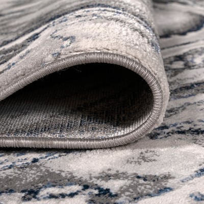 Abstract Swirl Marbled 4' x 6' Gray Synthetic Area Rug