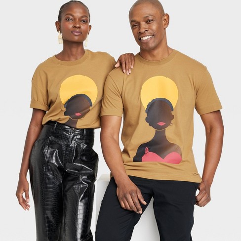 Black History Month Adult Short Sleeve 'Black Woman in the Sun' T-Shirt -  Dark Yellow XS