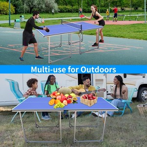 6ft Mid-Size Table Tennis Table Foldable & Portable Ping Pong Table Set for Indoor & Outdoor Games with Net, 2 Table Tennis Paddles and 3 Balls - 1 of 4