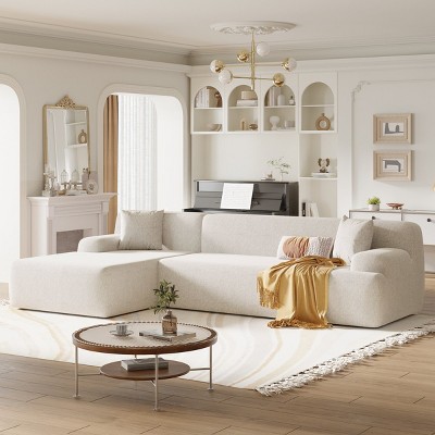 Oversized L-Shape Sectional Sofa,Chenille Sectional Sofa with Anti-Wrinkle Fabric,Polyester Modular Sofa for Modern Living Room-Cuddlewood