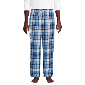 Lands' End Men's High Pile Fleece Lined Flannel Pajama Pants - 1 of 4