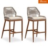 PURPLE LEAF Patio Sunbrella Bar Stools Set of 2 Handwoven Wicker Bar Height Stool Modern Aluminum Outdoor Wicker Barstools with Back and Cushion - 2 of 4