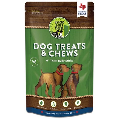 Sancho & Lola's 6" Thick Bully Sticks for Dogs Made in USA~20oz (14-17) Grain-Free Pizzle Dog Chews