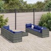 vidaXL 9 Piece Patio Lounge Set with Cushions - Gray Poly Rattan Outdoor Furniture for Garden, Terrace, or Patio - 2 of 4