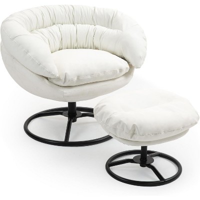 DYHOME Swivel Accent Chair with Ottoman Set, Modern Reading Chair Upholstered Armchair with Footrest