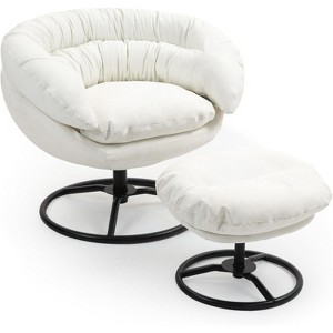 DYHOME Swivel Accent Chair with Ottoman Set, Modern Reading Chair Upholstered Armchair with Footrest - 1 of 4
