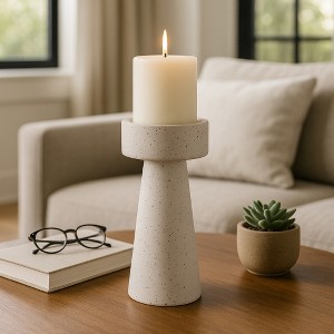 Modern Taper and Pillar Candle Holders for Home Decor - Decorative Candle Stick Holder for Table Centerpieces or Living Room - White - 1 of 4