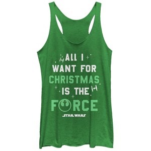 Women's Star Wars Christmas I Want Force Racerback Tank Top - 1 of 3