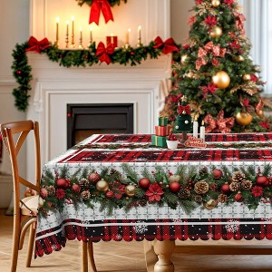LOVEVOOK Holiday Tablecloth Christmas Table Cloths, Washable Polyester Fabric Table Covers for Dining, Party Holiday Decor - 1 of 4