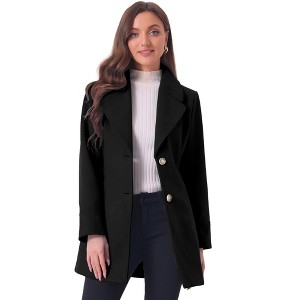 INSPIRE CHIC Women's Elegant Notched Lapel Button Single Breasted Winter Coat - 1 of 4