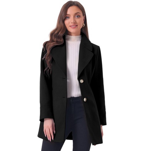 INSPIRE CHIC Women's Elegant Notched Lapel Button Single Breasted Winter Coat - image 1 of 4