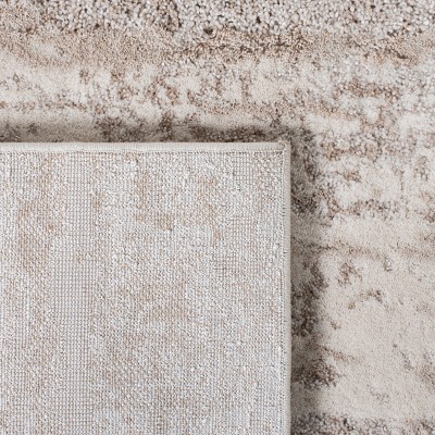 Ivory Beige Abstract Hand-Knotted Rectangular Area Rug