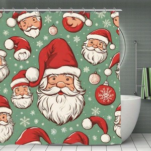 Santa Claus and Santa Hat Pattern Shower Curtain ¨C Waterproof Polyester, Holiday Bathroom Decor, Durable,70.8x70.8 Inch - 1 of 1