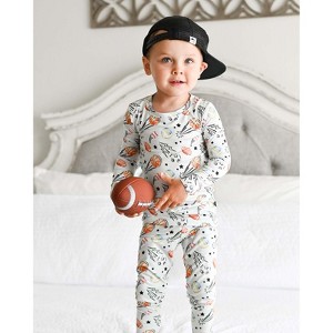 Lev Baby Boys' Bamboo Toddler Pajamas – 2-Piece Long Sleeve Set with Baseball, Football & Soccer Print (2T–7/8Y) - 1 of 4