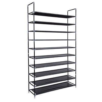 SEVOBAL 10-Tier Freestanding Solid and Durable with Non-Woven Fabric Storage Shelves Portable Handles for Closet Entryway, Gray, 37.8"*4.92"*3.54"