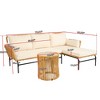 ELJGET 3PCS Patio Wicker Rattan Sofa Set Outdoor Sectional Conversation Set for Garden Lawn Dark Gray Cushion - 4 of 4