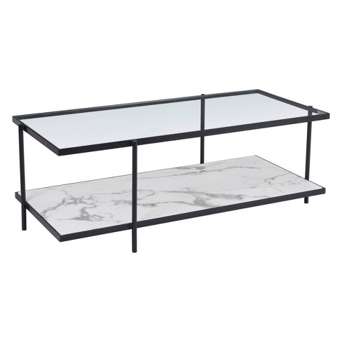 48 Modern Faux Marble Coffee Table Matte Black Zm Home Target