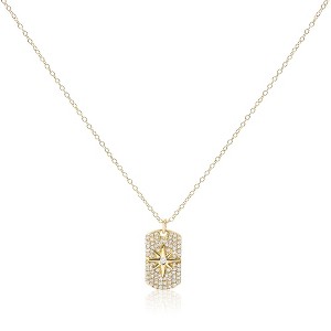 Haus of Brilliance 18K Yellow Gold Plated Silver 3/8 Cttw Diamond North Star Dog Tag Pendant - 1 of 4