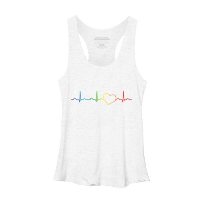 Adult Design By Humans Rainbow Pride Heartbeat By Luckyst Racerback Tank Top